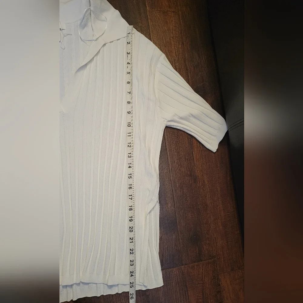 H&M Ivory Ribbed Collared Blouse - Picture 9 of 9